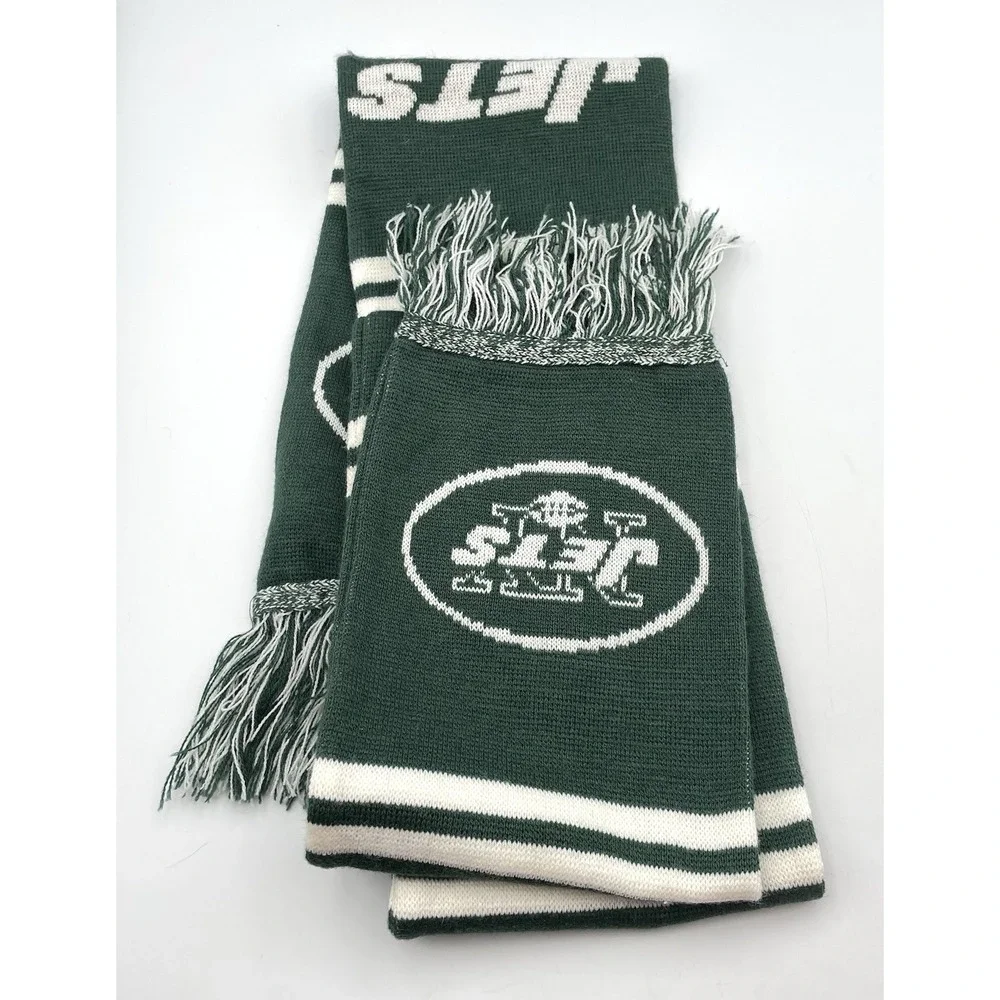 New‎ York Jets Forever Collectibles Knit Fringe Scarf Green White NFL Licensed